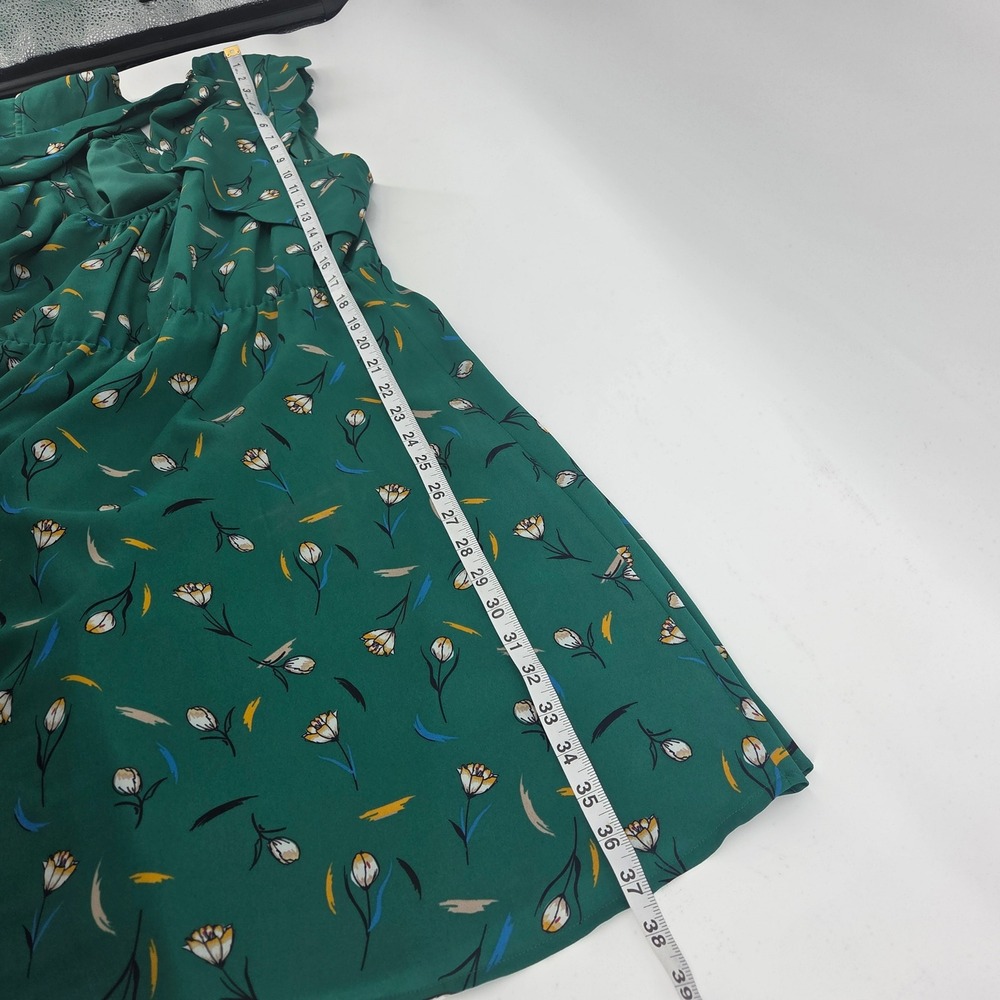 41 Hawthorn Floral Dress XXL Green V-Neck Keyhole Ruffle Eclectic Boho - Picture 6 of 6